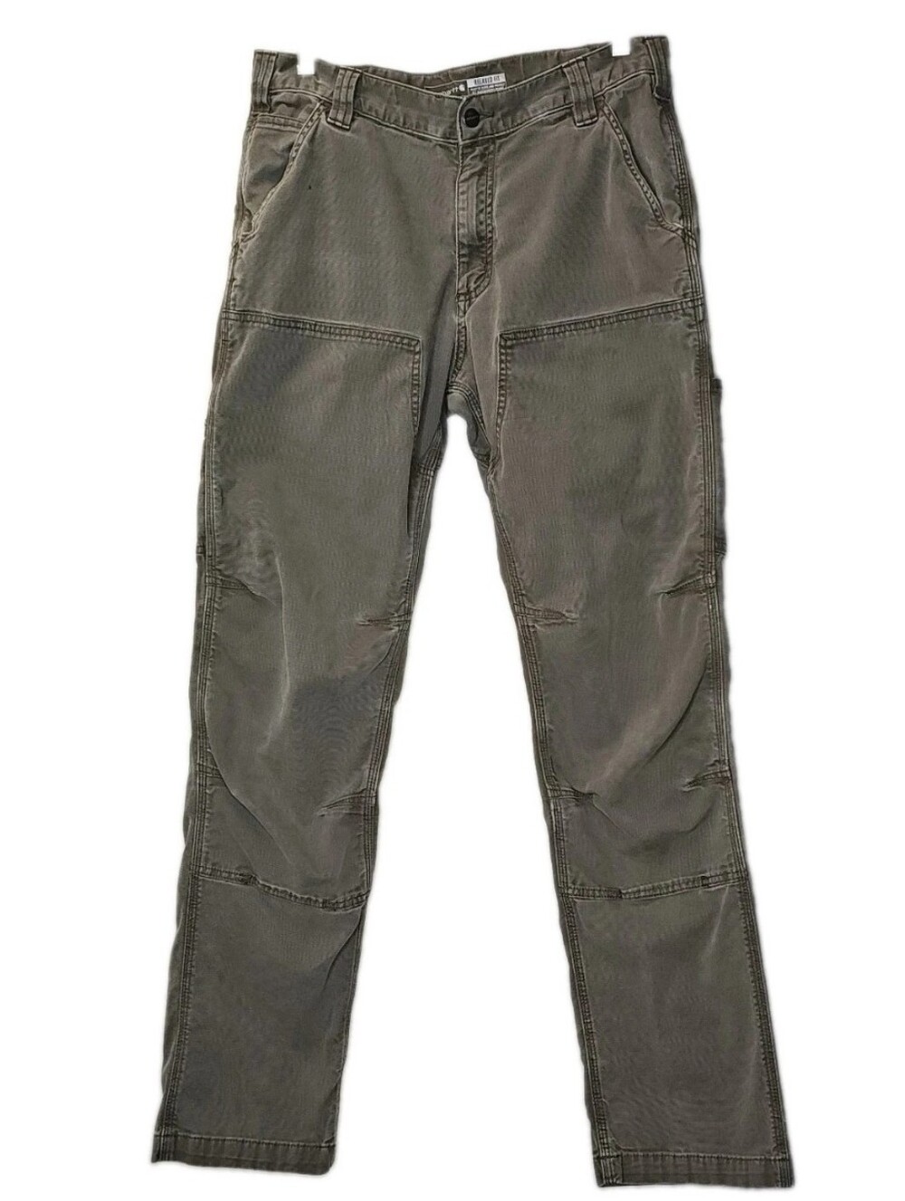Carhartt Men Double Front Cargo Pants Military Green Canvas Hunting Fits 32/32"